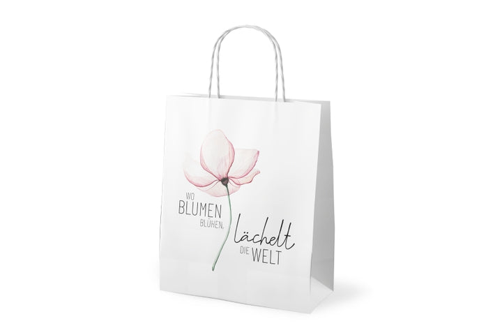 991593 Geschenktüte Wo Blumen blühen, lächelt die Welt von Geschenk für Dich, 4027268334421