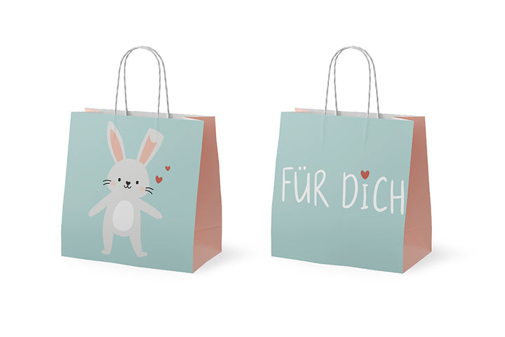 992382 Geschenk für Dich Mini Geschenktüte mit Aufschrift Für Dich mit Hasen Motiv